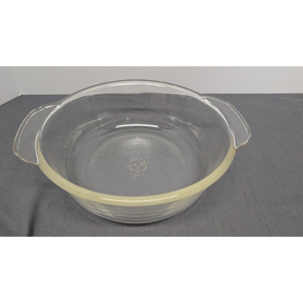 Fire-King Round Casserole Baking Dish L-1-2QT 1.5 Quart Clear Glass Vintage